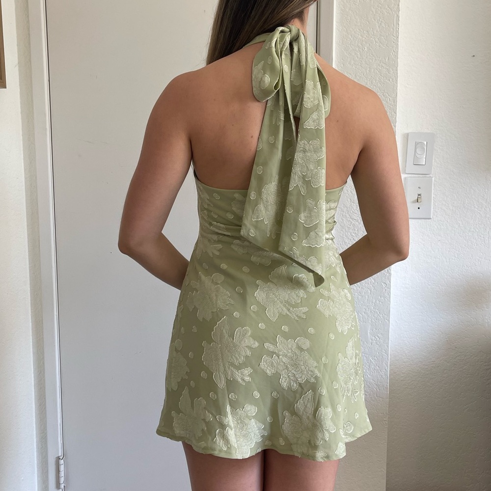 Hello Molly - light green satin mini dress